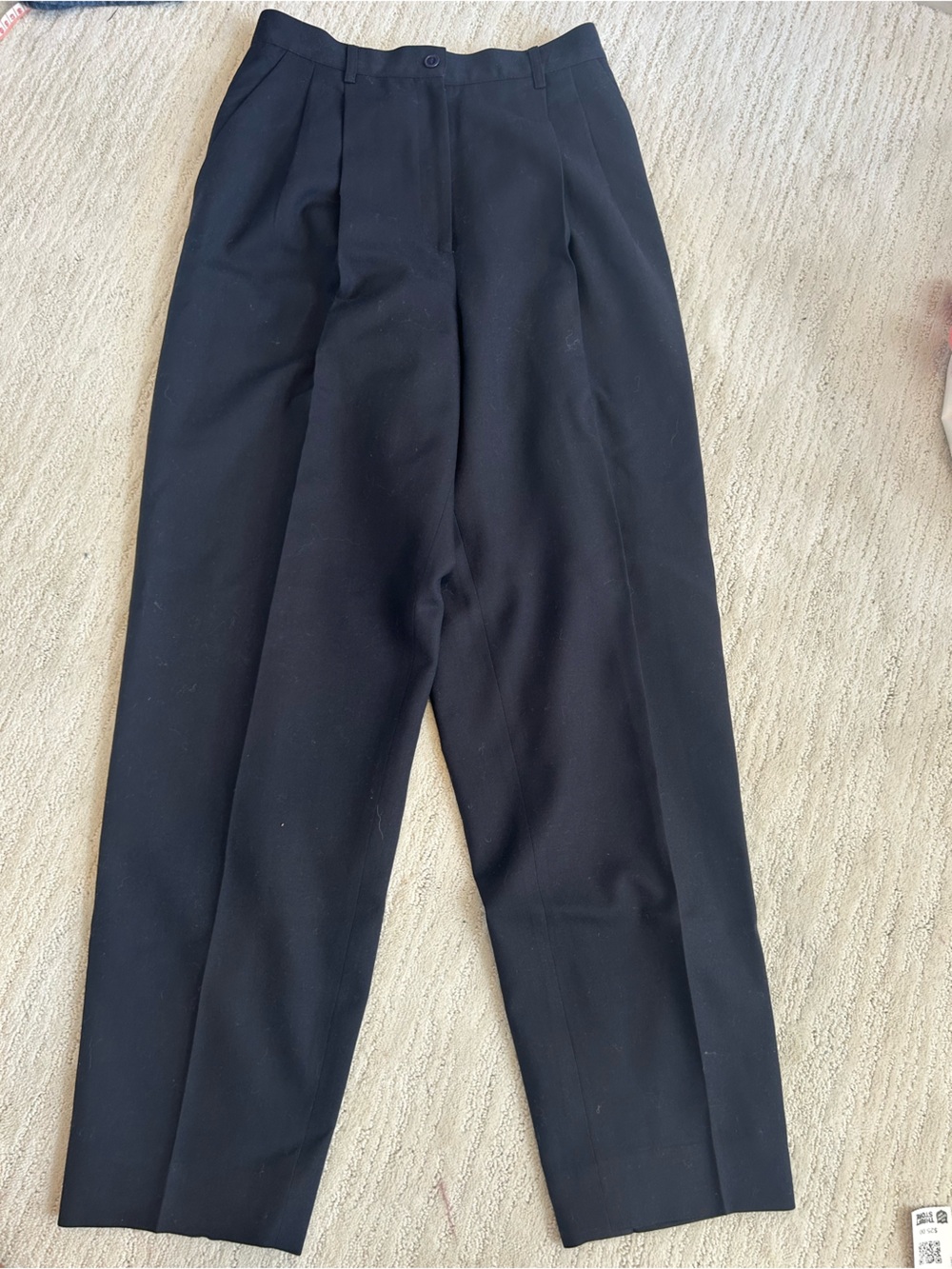 Vintage wool tailored women's navy plated trouser excellent condition size 10